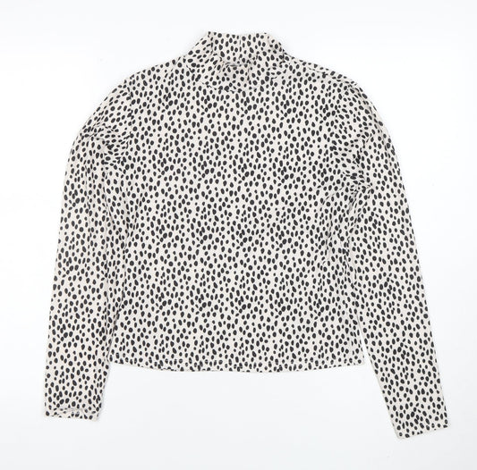 Marks and Spencer Women’s White Polka Dot Roll Neck Long Sleeve Top Size 10