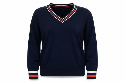 Marks & Spencer Women Blue V-Neck Cotton Knit Jumper M