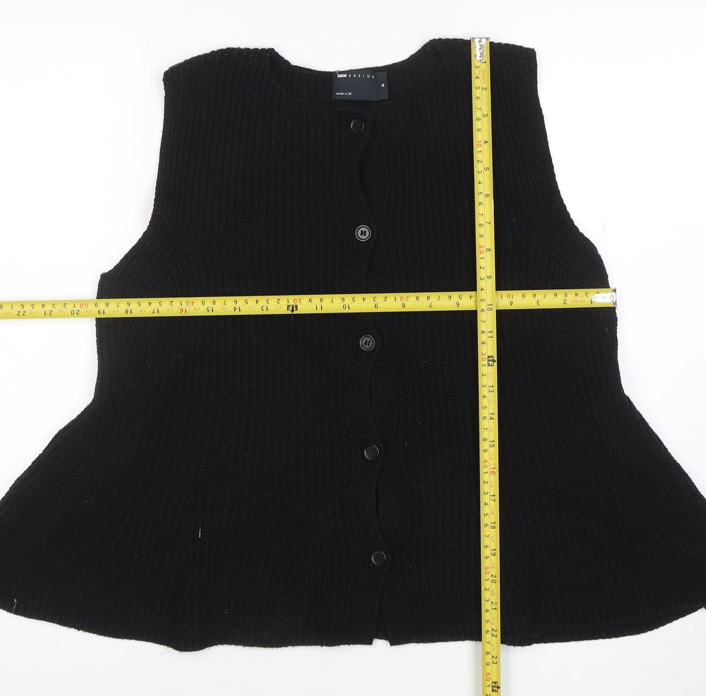 ASOS Design Women’s Black Sleeveless Chunky Knit Cardigan M