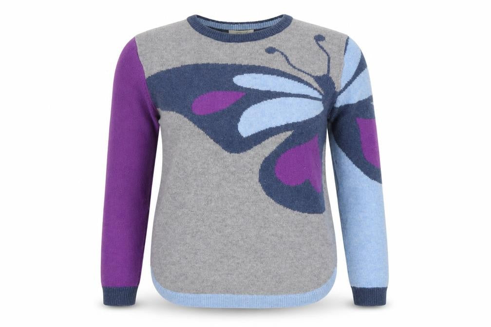 White Stuff Women's Grey Wool Blend Butterfly Jumper UK 10