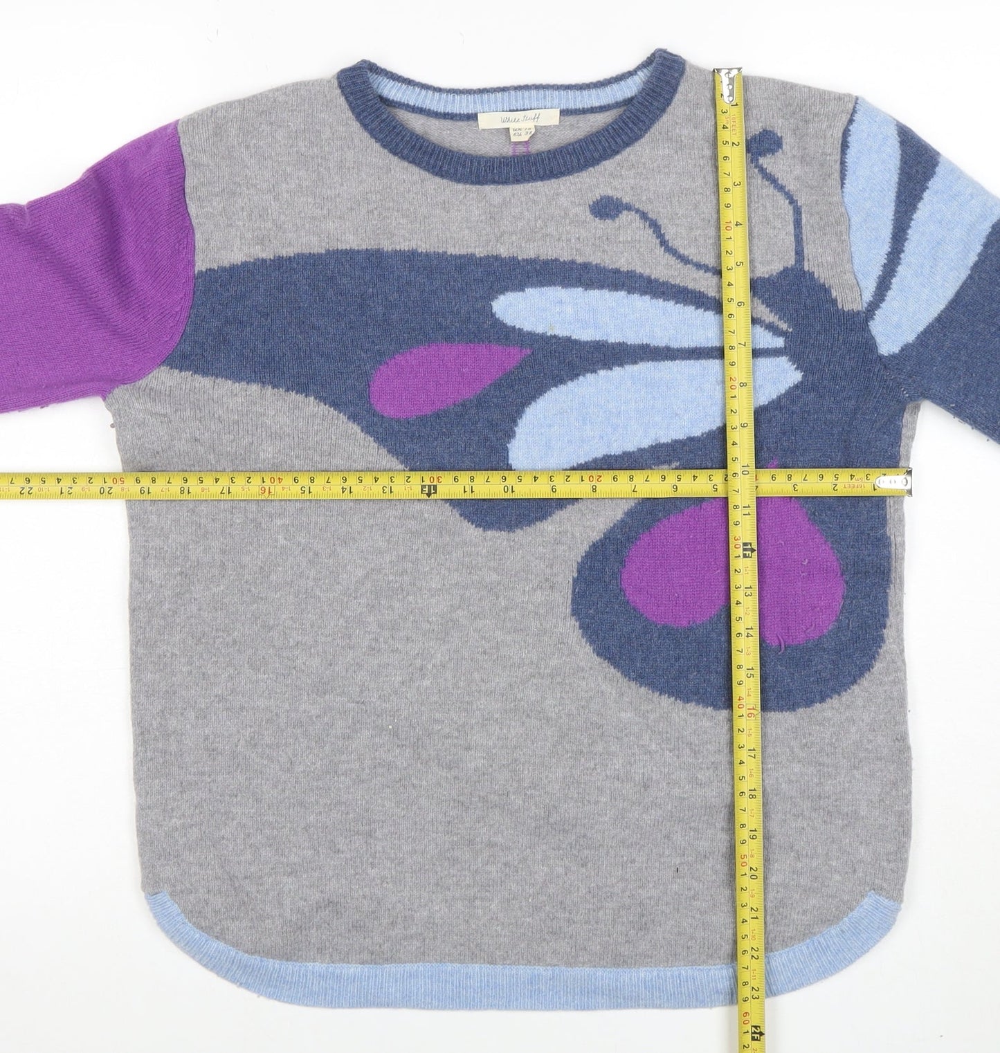 White Stuff Women's Grey Wool Blend Butterfly Jumper UK 10