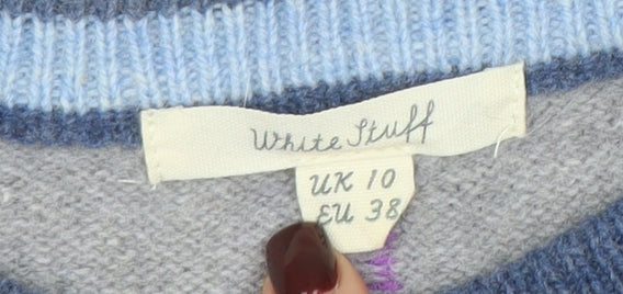 White Stuff Women's Grey Wool Blend Butterfly Jumper UK 10