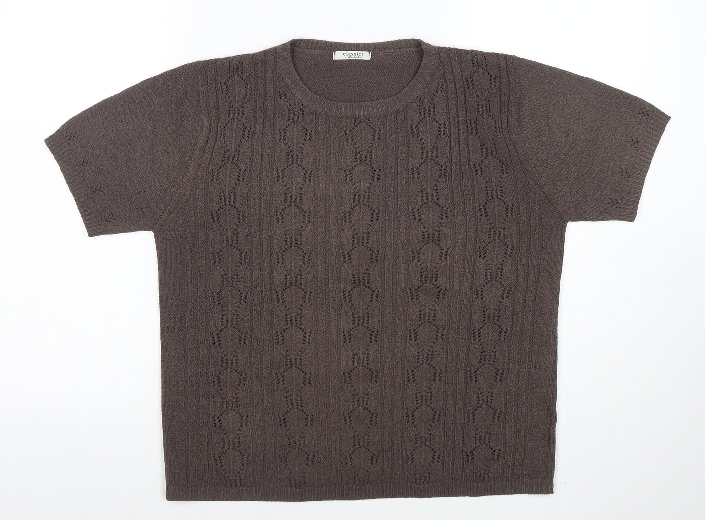Berkertex Classics Women's Brown Short Sleeve Knit Pullover Jumper Size M