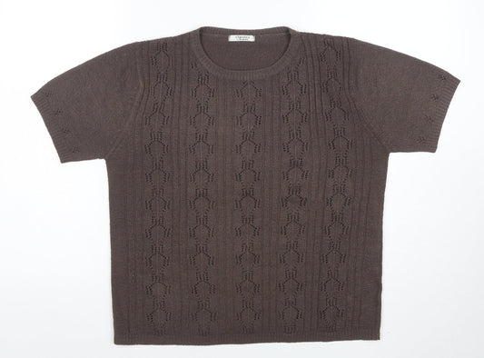 Berkertex Classics Women's Brown Short Sleeve Knit Pullover Jumper Size M