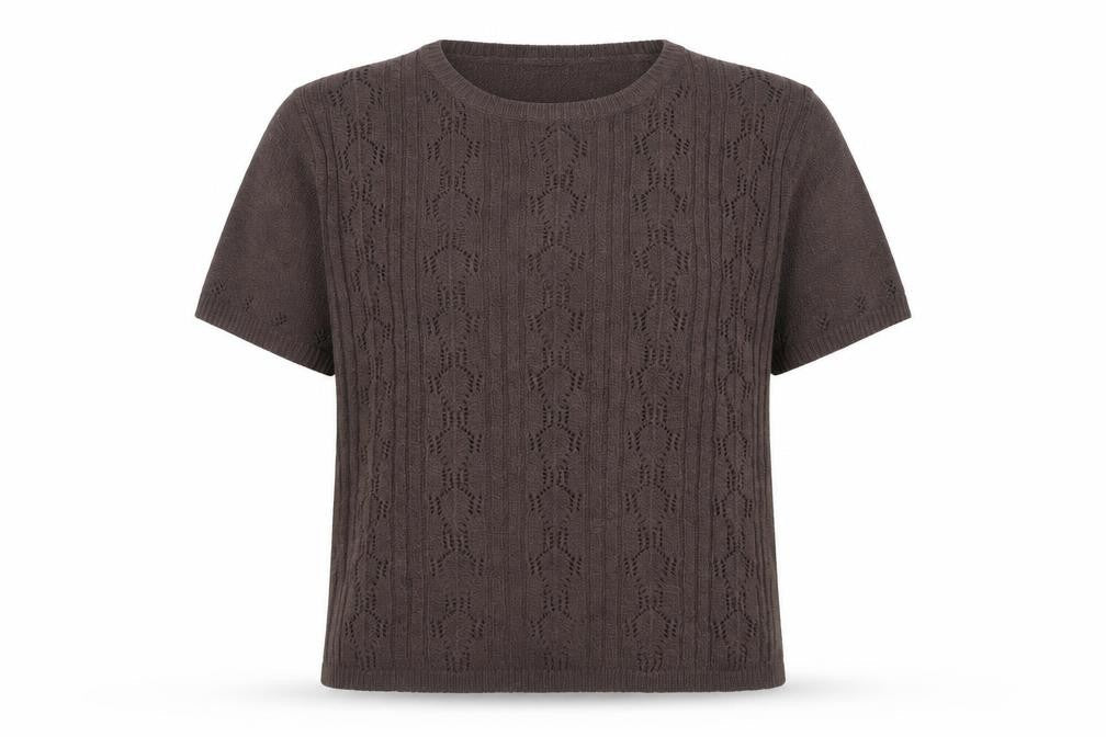 Berkertex Classics Women's Brown Short Sleeve Knit Pullover Jumper Size M