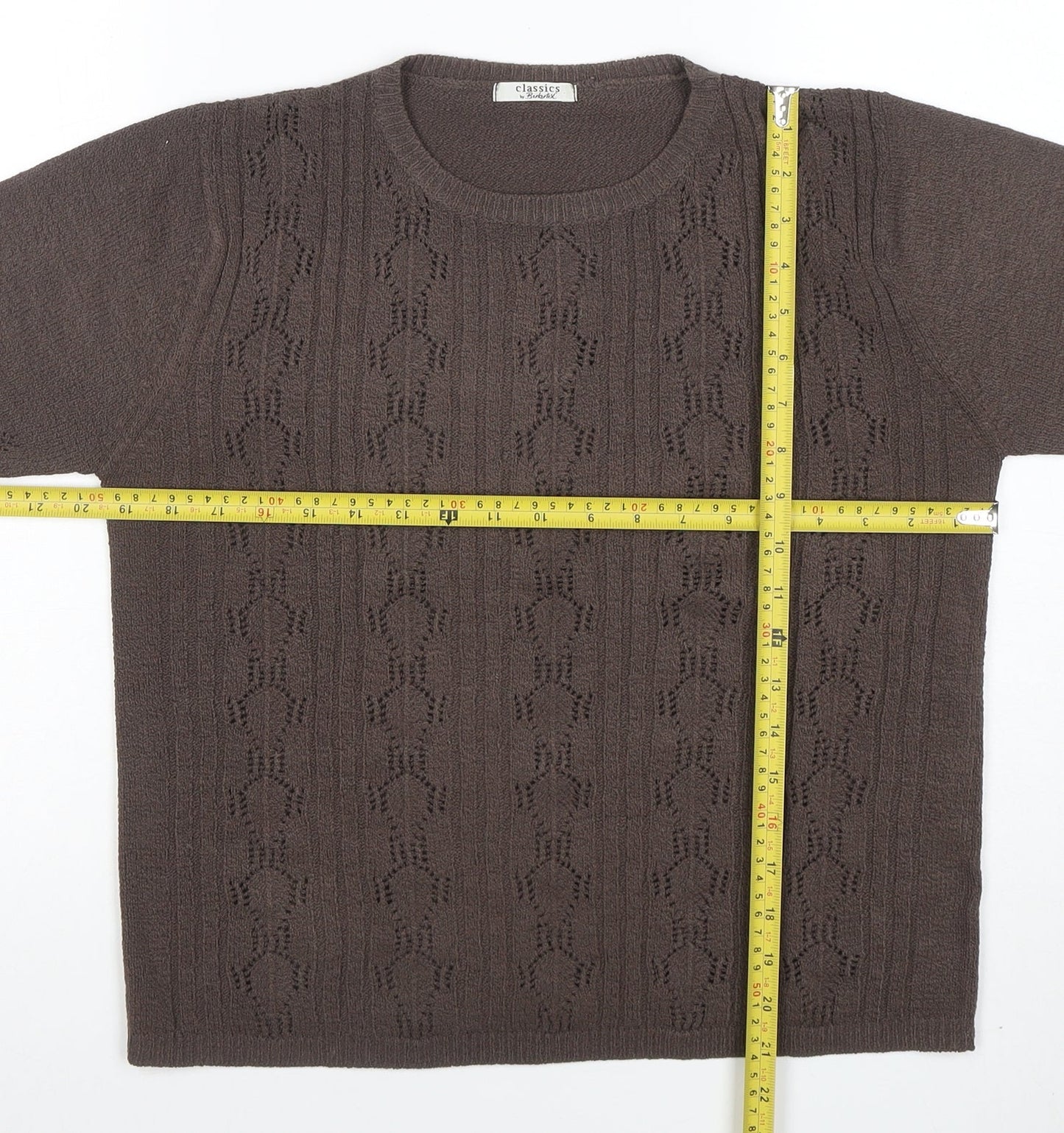 Berkertex Classics Women's Brown Short Sleeve Knit Pullover Jumper Size M