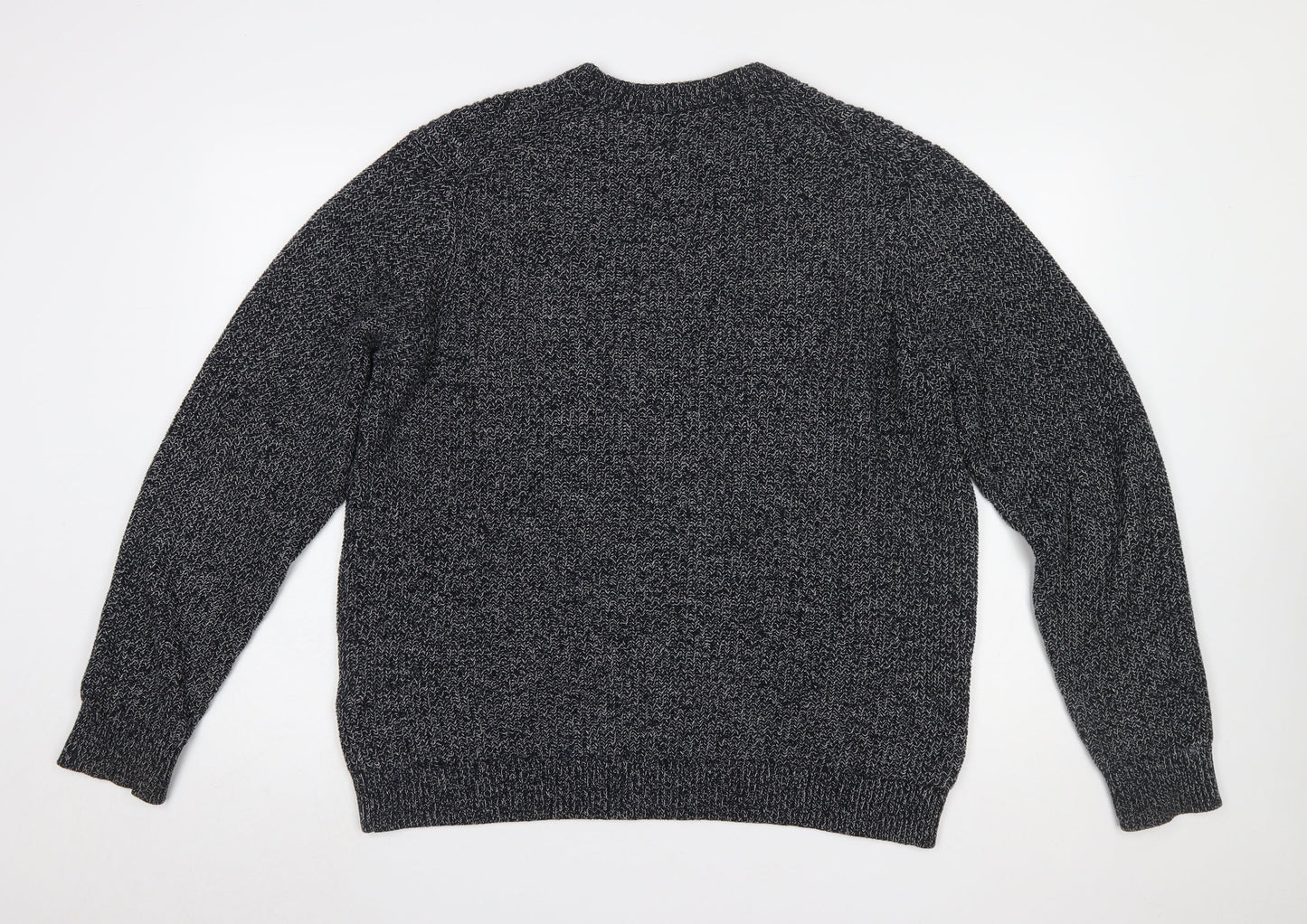 Uniqlo Men’s Grey Chunky-Knit Cotton Blend Crew Neck Jumper L