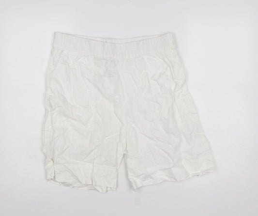 Carolyn Donnelly The Edit Womens White Linen Chino Shorts Size 14