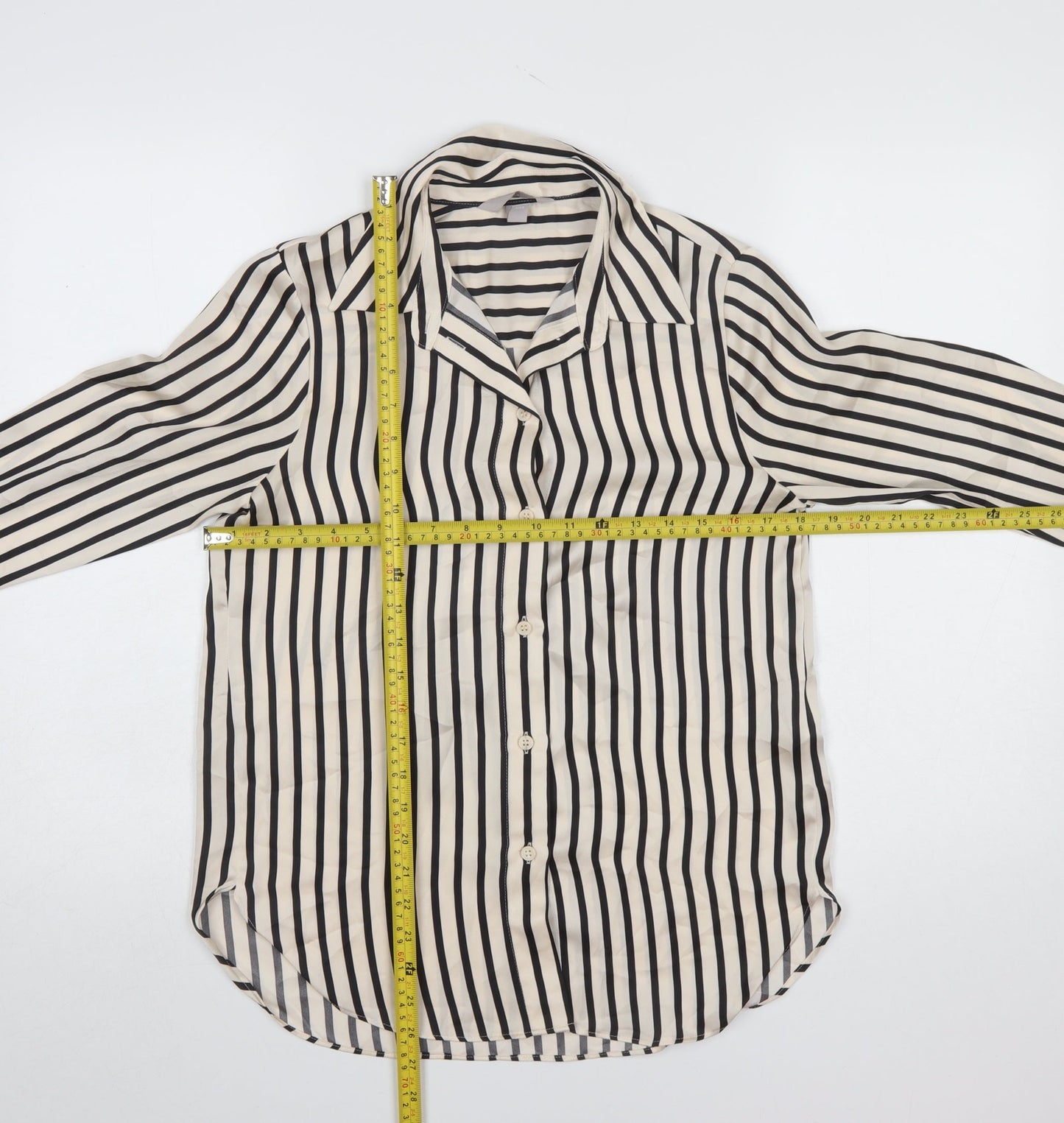 H&M Womens Striped Button-Up Long Sleeve Shirt XS Multicoloured