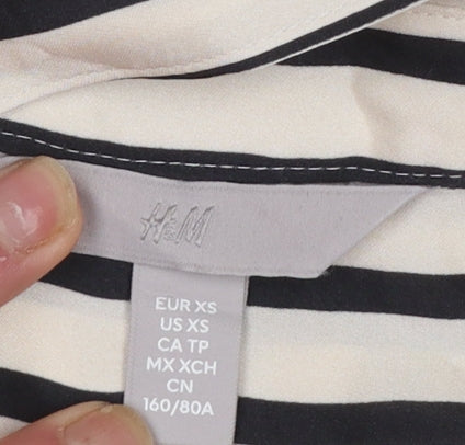 H&M Womens Striped Button-Up Long Sleeve Shirt XS Multicoloured