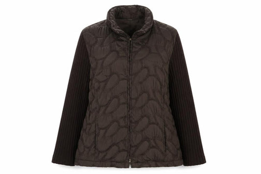 Verse Women's Brown Quilted Knit Sleeve Puffer Jacket Size 16