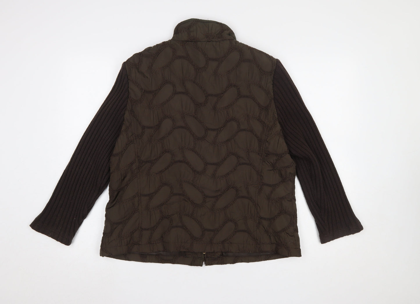 Verse Women's Brown Quilted Knit Sleeve Puffer Jacket Size 16