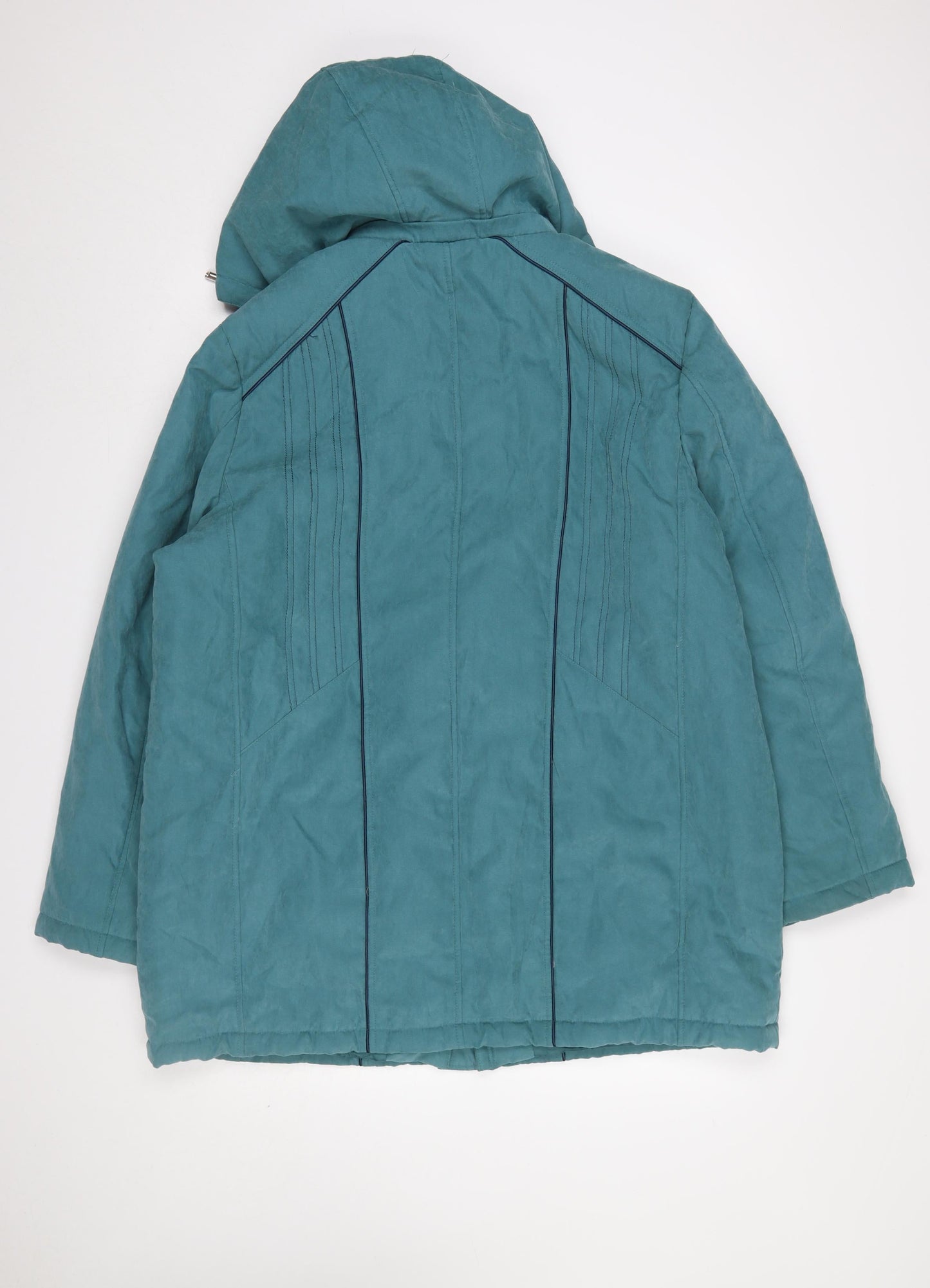 Anna Rose Women Deep Aqua Hooded Mid-Length Coat XL