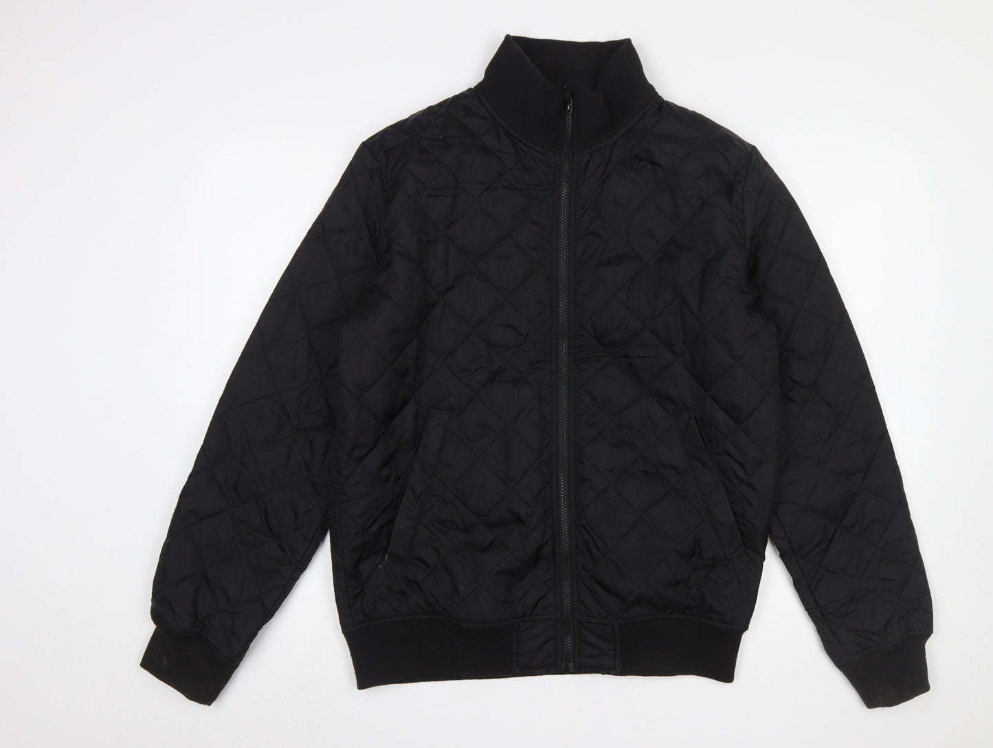 French Connection Men's Black Quilted Regular Fit Zip Jacket L