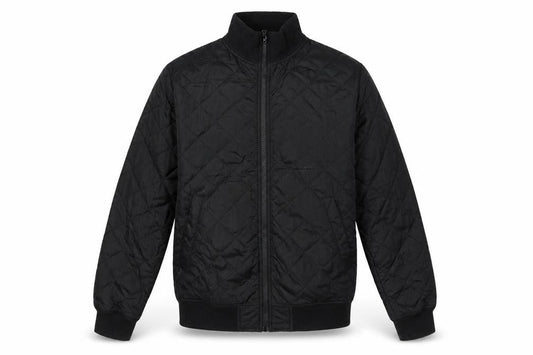 Front view of French Connection Men's Black Quilted Regular Fit Zip Jacket L