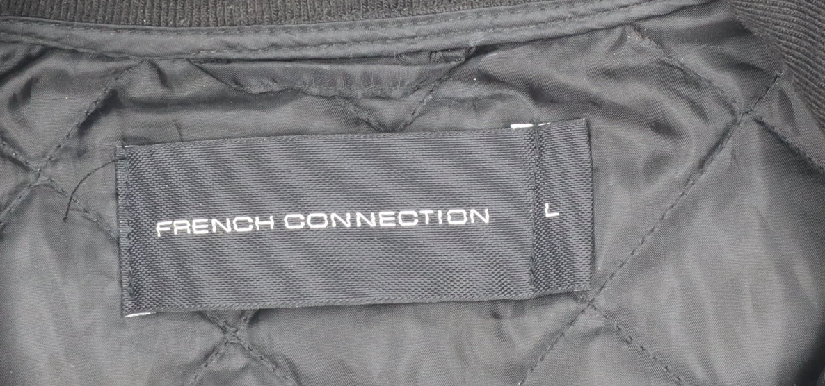 French Connection Men's Black Quilted Regular Fit Zip Jacket L