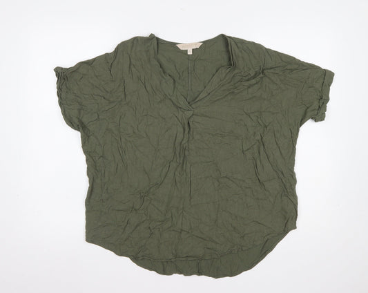 Apricot Women Green Size 14 Viscose Tunic Blouse Short Sleeve