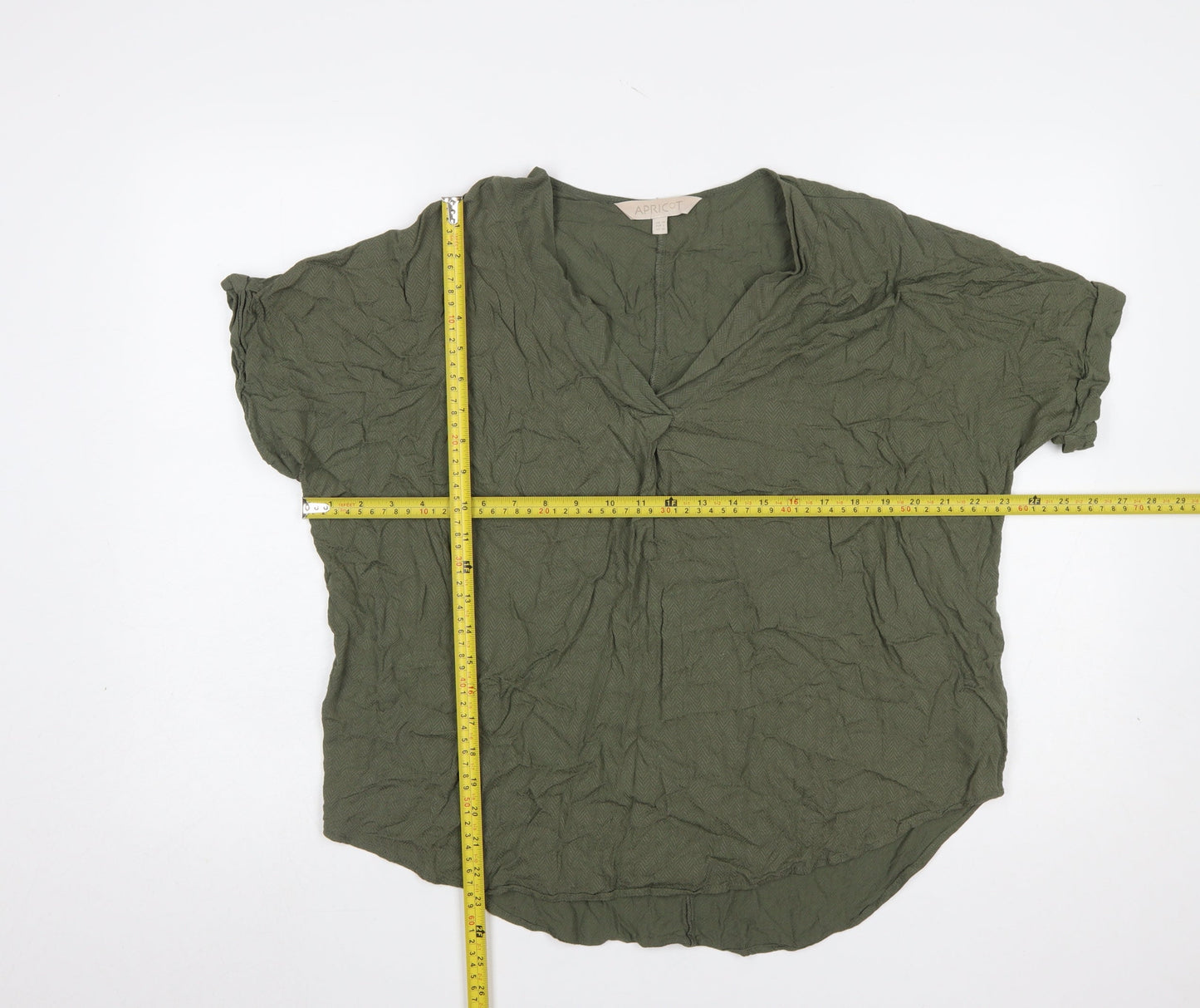 Apricot Women Green Size 14 Viscose Tunic Blouse Short Sleeve