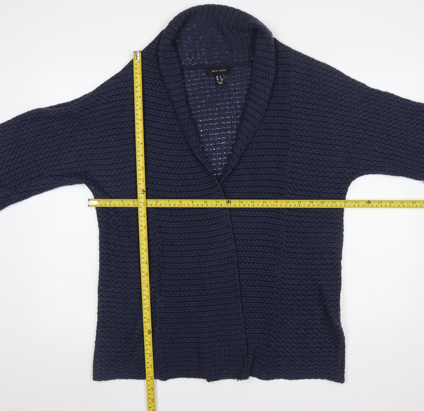 New Look Women's Blue Chunky Knit Open Cardigan Size M