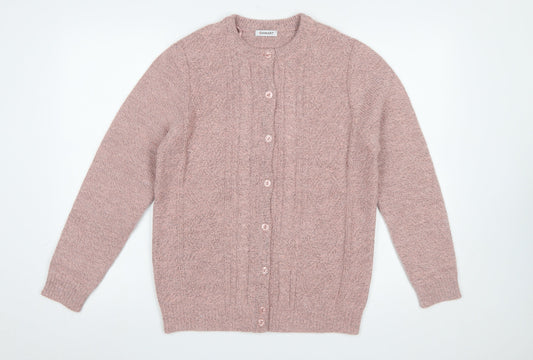 Damart Women Pink Cable-Knit Long Sleeve Cardigan Size 10/12