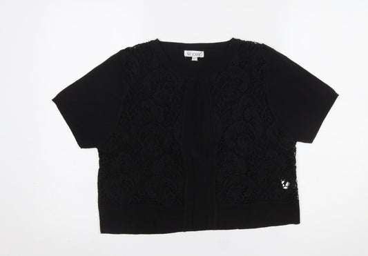 Fay Louise Women’s Black Lace Knit Short Sleeve Cardigan L