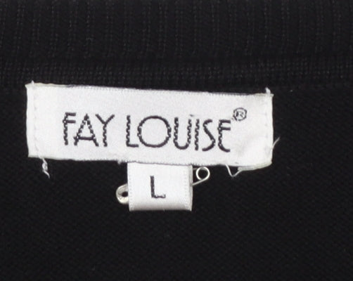 Fay Louise Women’s Black Lace Knit Short Sleeve Cardigan L