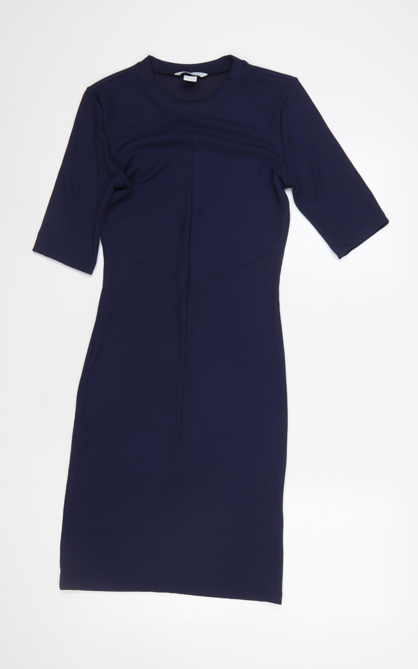 H&M Women’s Blue Bodycon Knee Length Dress Size 8