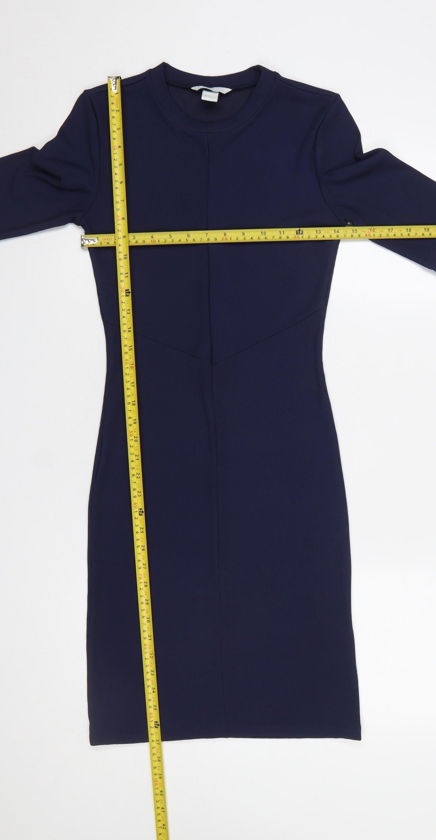 H&M Women’s Blue Bodycon Knee Length Dress Size 8