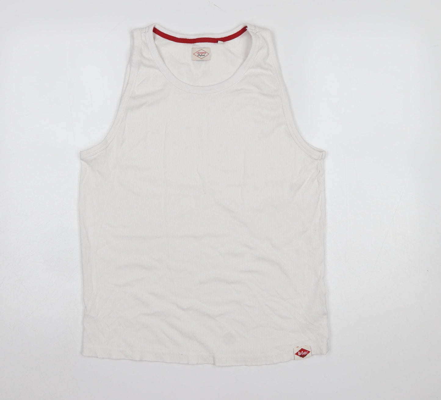 Lee Cooper Womens White Cotton Tank Top L Basic Summer Vest