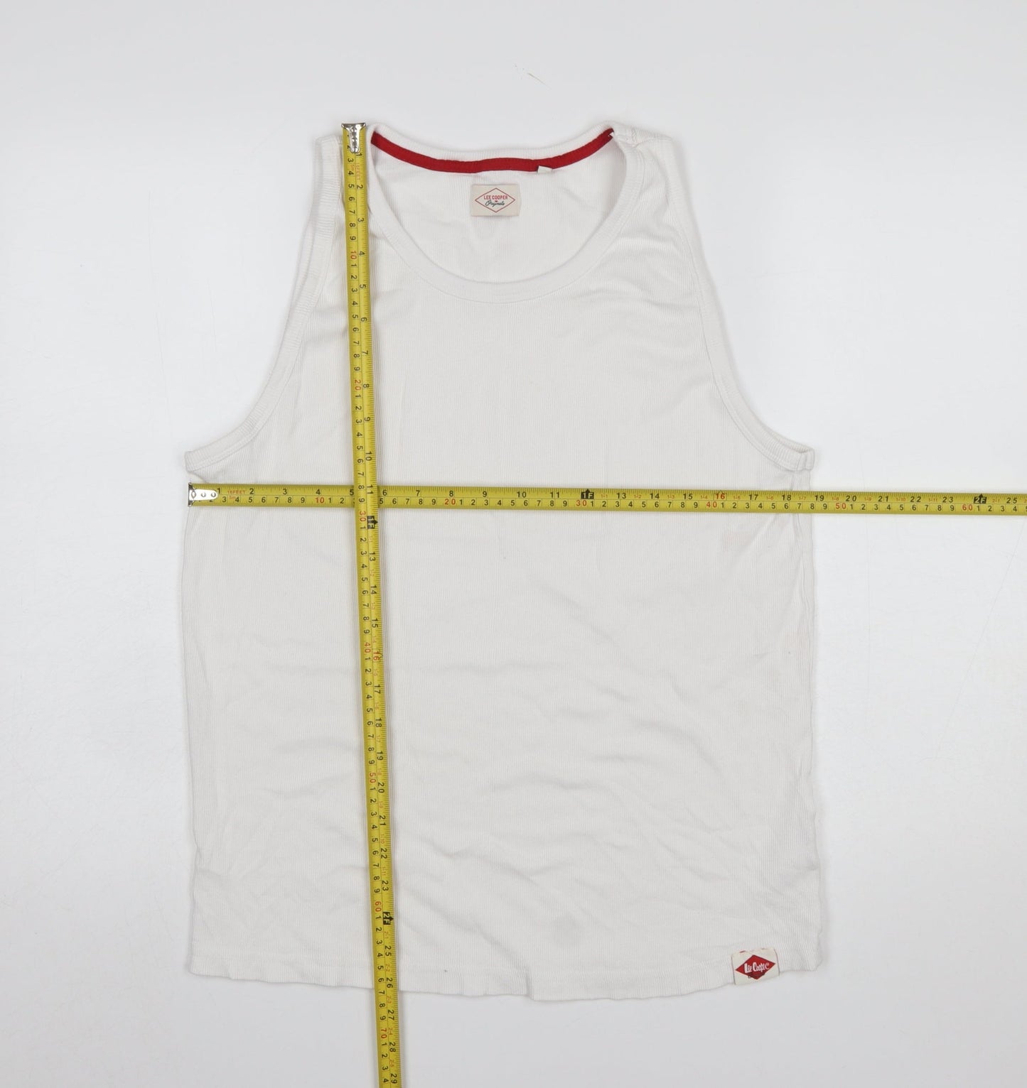 Lee Cooper Womens White Cotton Tank Top L Basic Summer Vest