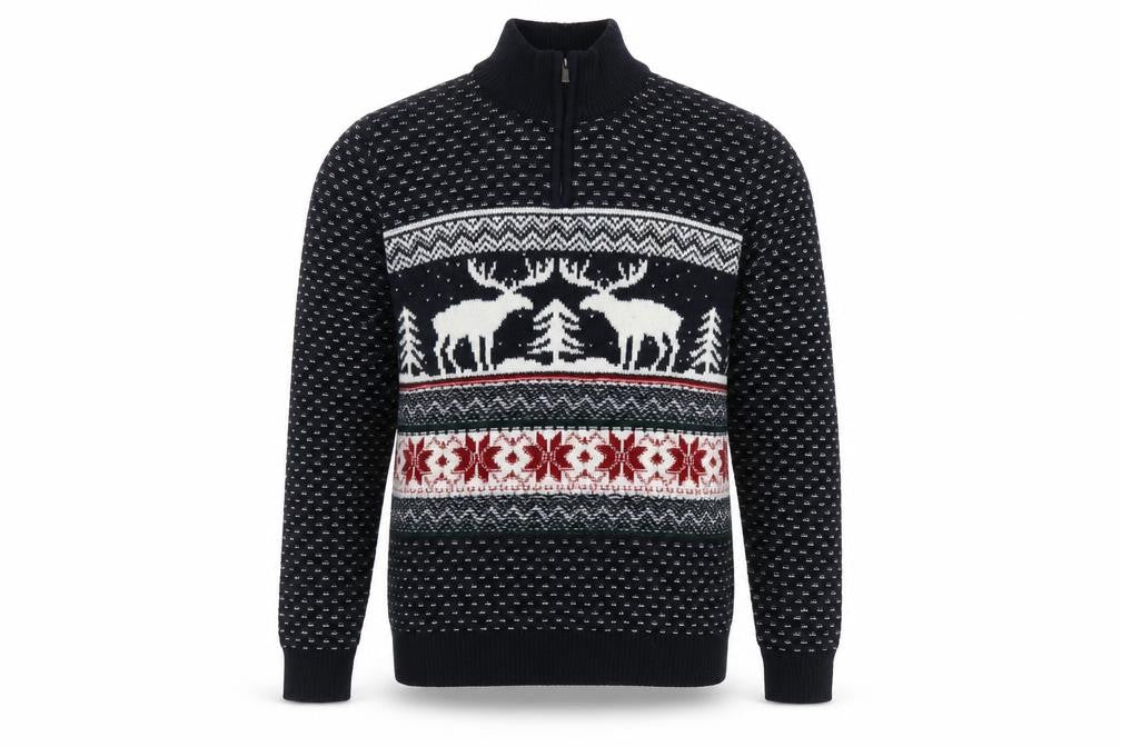 Next Men’s Black Fair Isle 1/4 Zip Christmas Jumper M