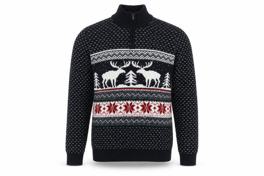 Next Men’s Black Fair Isle 1/4 Zip Christmas Jumper M