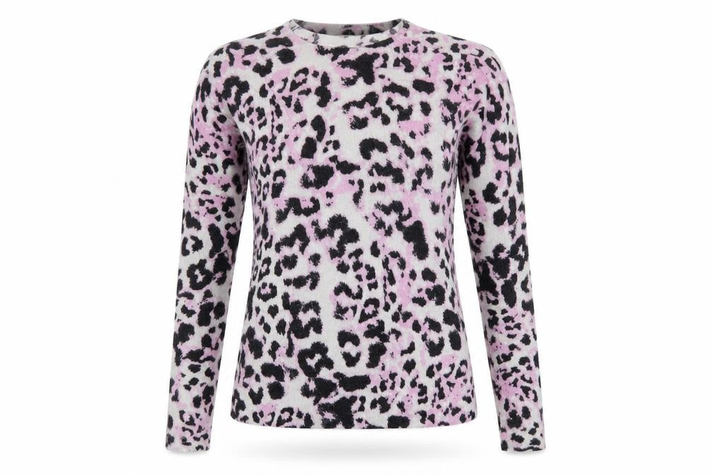Whistles Women's Multicoloured Leopard Print Wool Cashmere Jumper Size 8