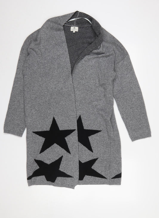 Benedetta.b Women's Grey Merino Wool Mix Star Knit Open Cardigan M