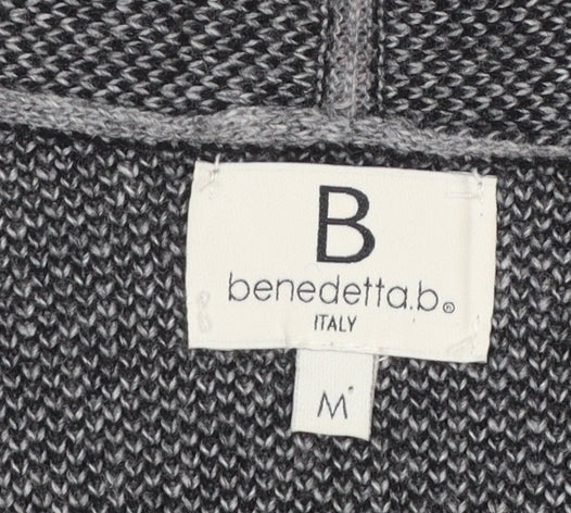 Benedetta.b Women's Grey Merino Wool Mix Star Knit Open Cardigan M