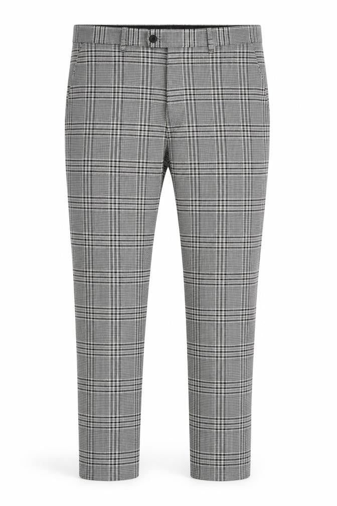 Gianni Feraud Men's Grey Check Slim Trousers Size 34W 32L