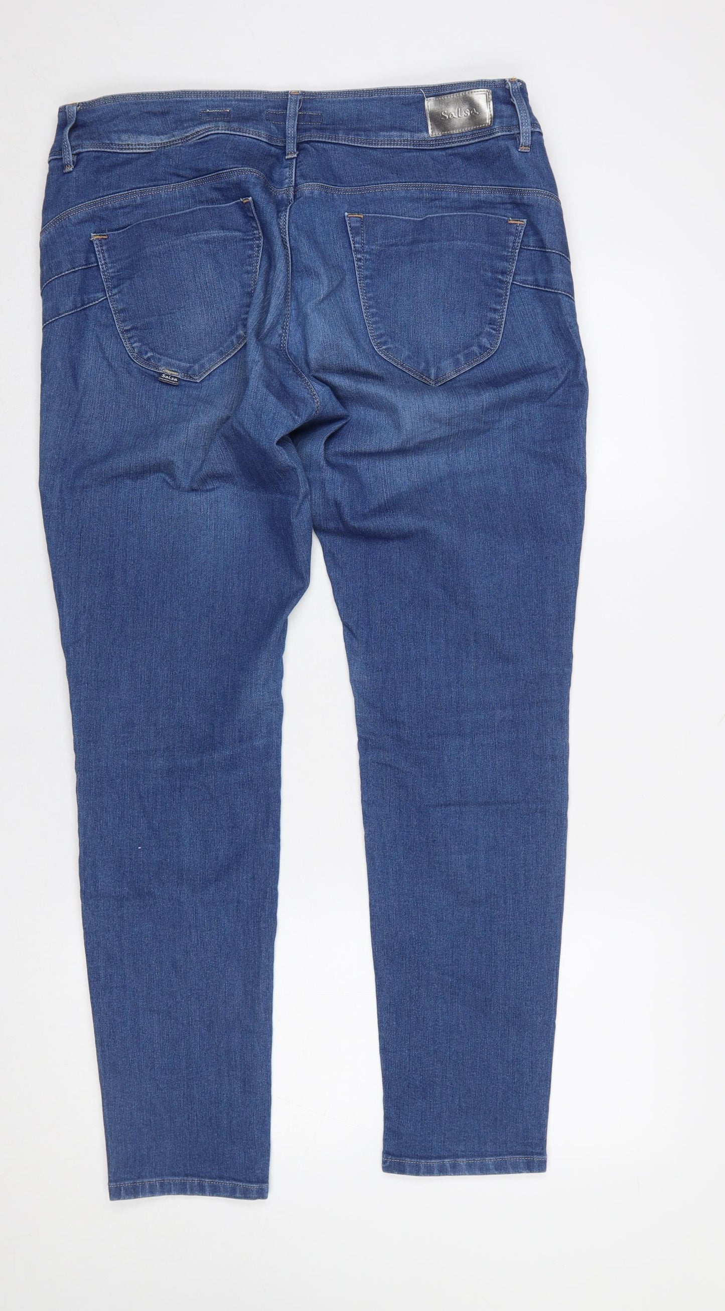 Salsa Women’s Blue Skinny Jeans Size 14 Mid Rise Stretch Denim