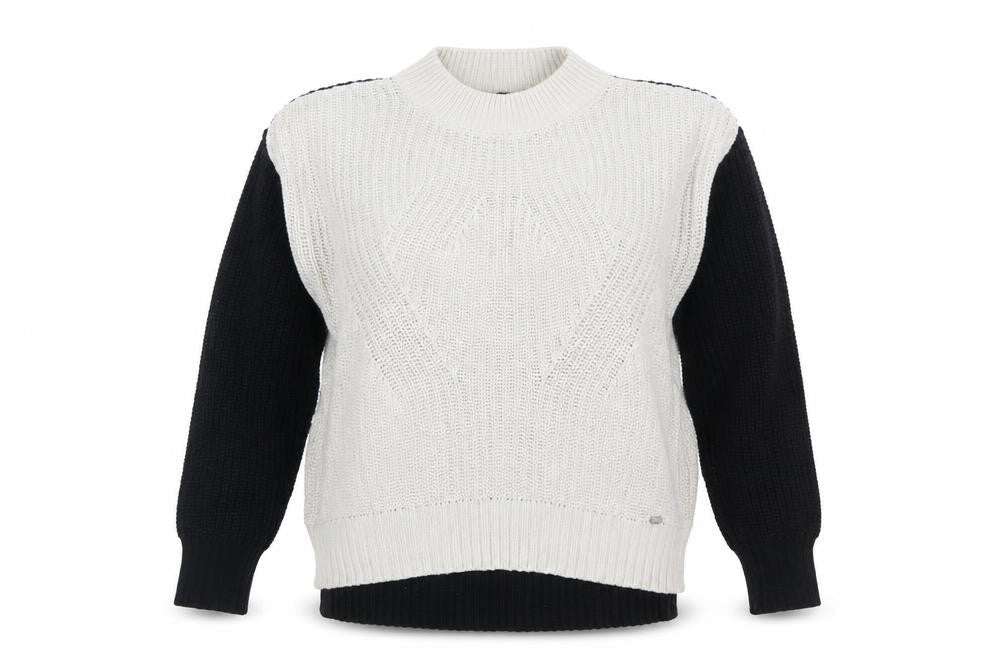 Superdry Women's Black White Cotton Knit Jumper XS Crew Neck