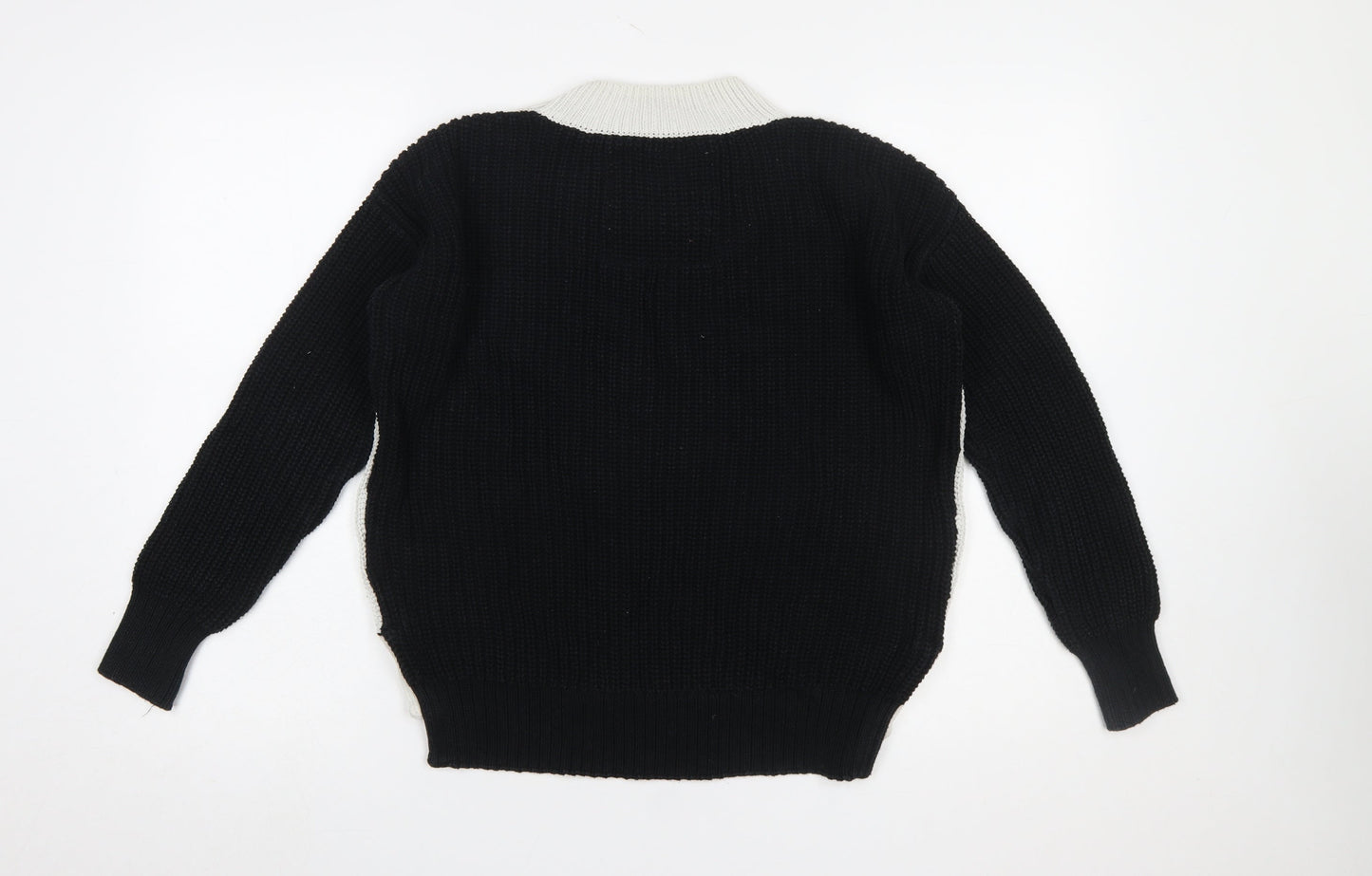 Superdry Women's Black White Cotton Knit Jumper XS Crew Neck