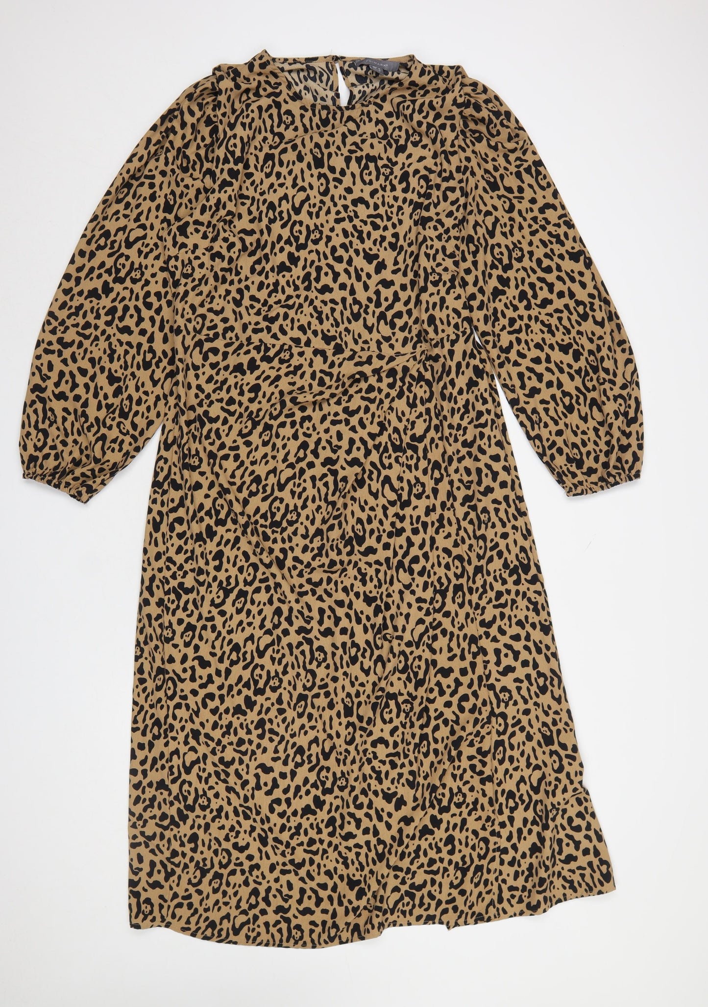 Primark Women's Brown Leopard Print Shift Dress Size 16