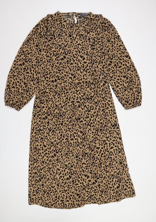Primark Women's Brown Leopard Print Shift Dress Size 16