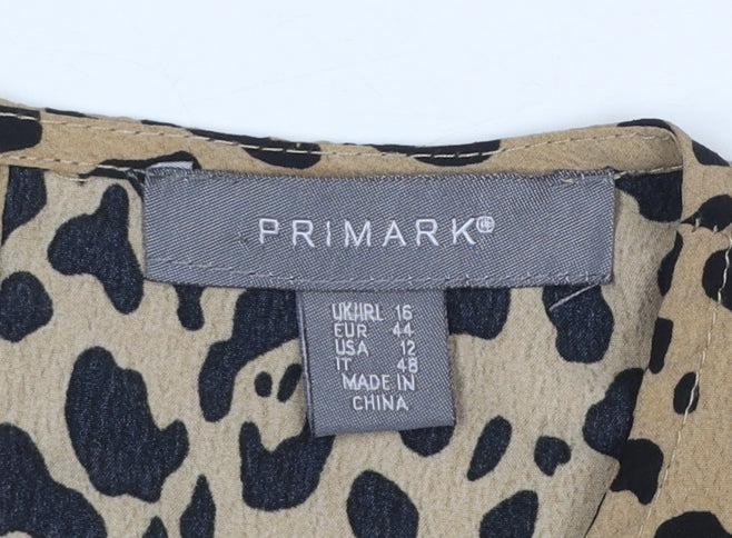 Primark Women's Brown Leopard Print Shift Dress Size 16