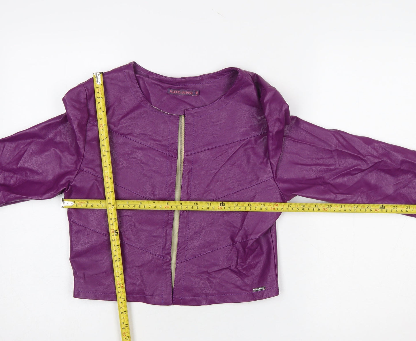 Kate & Pippa Women’s Purple Faux Leather Cropped Jacket M