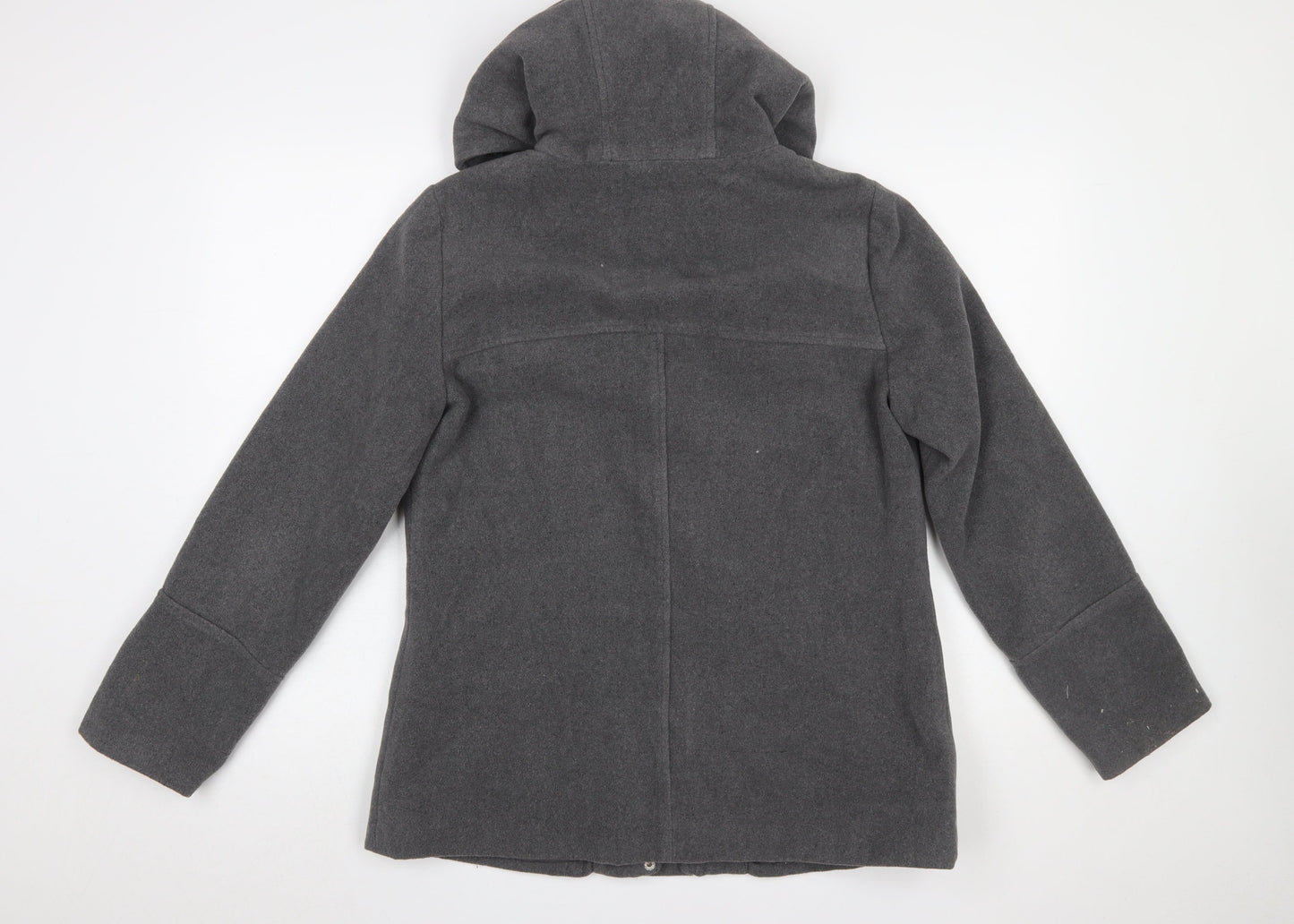 Atmosphere Women Grey Hooded Wool Blend Parka Coat Size 12