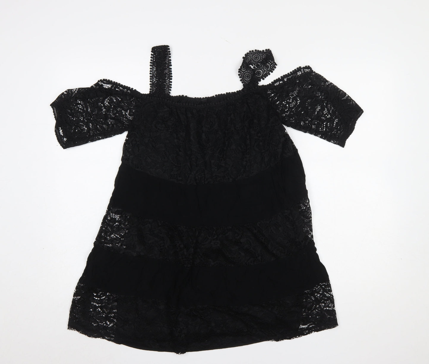 Topshop Women’s Black Lace Off Shoulder Blouse UK 8