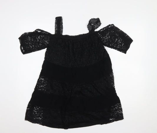Topshop Women’s Black Lace Off Shoulder Blouse UK 8