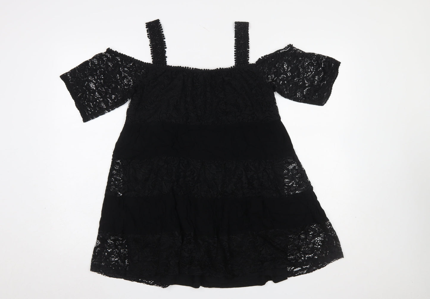 Topshop Women’s Black Lace Off Shoulder Blouse UK 8