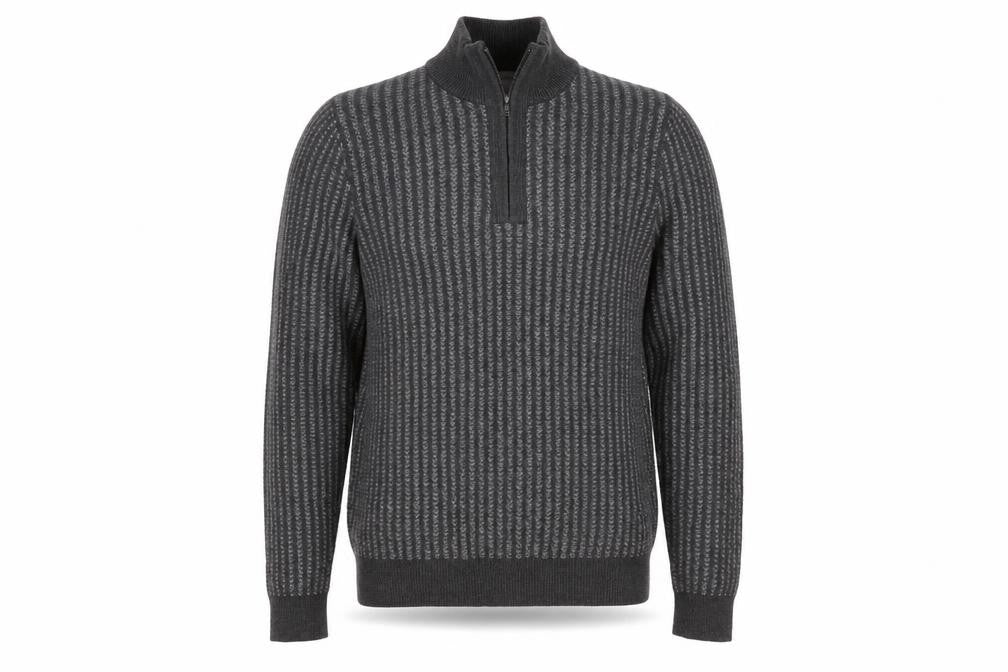 Marks & Spencer Men’s Grey Cotton 1/4 Zip Jumper Size S Regular Fit