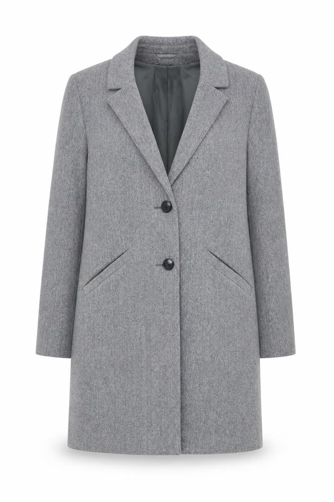Primark Women Grey Long Overcoat Size 14 Classic Style