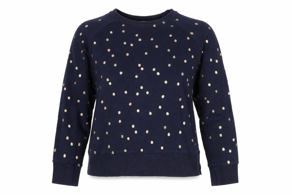 Boden Women's Navy Polka Dot Pullover Sweatshirt Size S